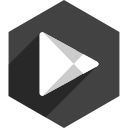 hexagon, media, play, shadow, social, store svg vector icon