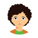 curly, kid, sad svg vector icon