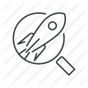 find, racket, researcher, rocket, rocket science, search, speed icon
