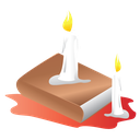 book, candle, halloween, scary icon
