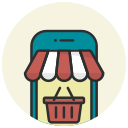 buy online, ecommerce, mobile, online shop, phone, shop, shopping basket svg vector icon