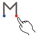 gestureworks, letter, m, stroke, uppercase icon