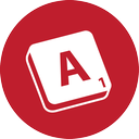 red, scrabble icon