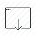 arrow, browser, down, download, webpage, website, window icon