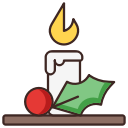 candle, cherry, christmas, mistletoe, silent night svg vector icon