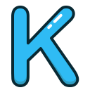 alpabet, blue, k, letter, letters svg vector icon