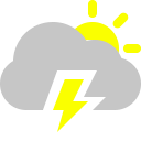 cloud, lightning, sun svg vector icon