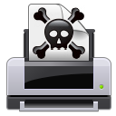 gtk,print,error,crossbones,poison,skull,warning,alert,wrong,printer,exclamation icon