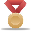 bronze, metal, red icon