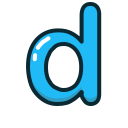 blue, d, letter, lowercase svg vector icon