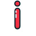 i, letter, lowercase, red svg vector icon