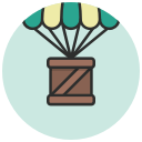 box, cargo, container, delivery, parachute, supplies, supply svg vector icon