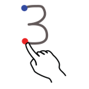 gestureworks, number, stroke, three icon