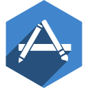 app, hexagon, media, shadow, social, store svg vector icon