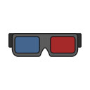 dimension, effect, glasses, movie, theater, three svg vector icon