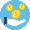 coins on hand, dollar, investment, money, share svg vector icon