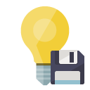 ligthbulb,diskette icon