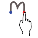 gestureworks, letter, lowercase, m, stroke icon