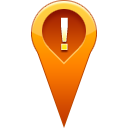 location, pin, warning icon