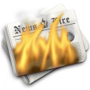 burn, flames, hot, newspaper icon