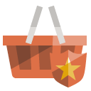 shopping,basket,shield icon
