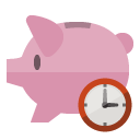 piggy,bank,clock icon