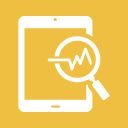 analyze, glass, graphs, magnifier, monitoring, seo, tablet svg vector icon