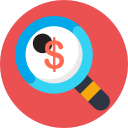 business, dollar, finance, invest, money, search svg vector icon