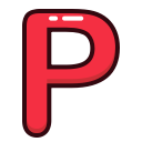 alphabet, letter, letters, p, red svg vector icon