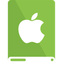 apple, drive, lg, white icon