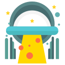 abduction, alien, saucer, space, spaceship, stars, ufo svg vector icon
