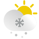 cloud, day, forecast, precipitation, snow, sun, weather svg vector icon