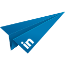 blue, linked in, linkedin, origami, paper plane, social media icon
