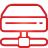 basic, drive, hard, network, red icon