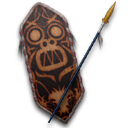 cult,kong,shield,and,spear,protect,guard,security icon