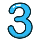 blue, number, numbers, study, three svg vector icon