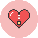 heart, valentines, zipper svg vector icon