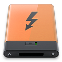b, orange, thunderbolt icon