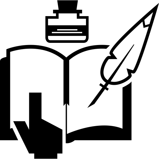 Reading And Writing A Book With Ink And A Feather svg vector icon
