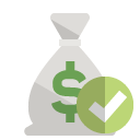money,bag,checkmark icon