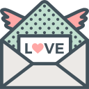 love, mail, valentines, wings svg vector icon