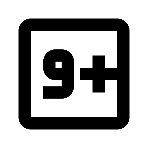 Numeric 9 Plus Box Outline svg vector icon