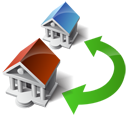 houses, swap, transfer, wire icon