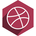 dribbble, hexagon, media, shadow, social svg vector icon