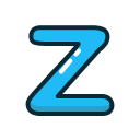 blue, letter, lowercase, z svg vector icon