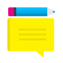chat, customer feedback, design, improvements, message bubble, pencil, support svg vector icon