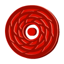 cane, disc, red icon