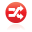 button, red, shuffle icon