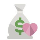 money,bag,heart icon