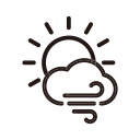 day, sun, sunny, weather, wind, windy svg vector icon